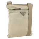 PRADA Shoulder Bag Nylon Ivory Silver Auth LNZ256-1