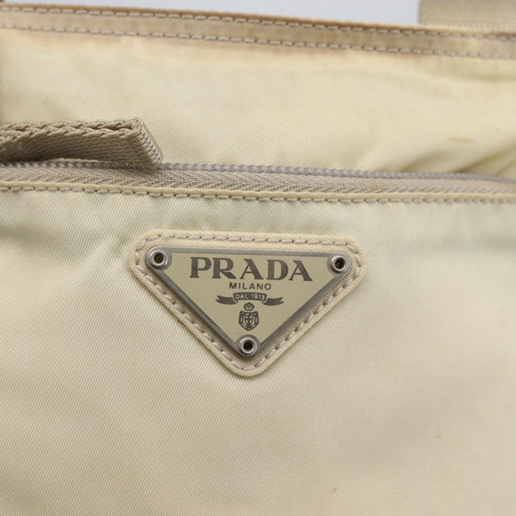 PRADA Shoulder Bag Nylon Ivory Silver Auth LNZ256