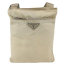 PRADA Shoulder Bag Nylon Ivory Silver Auth LNZ256-13