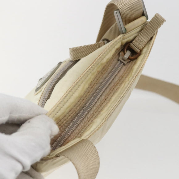 PRADA Shoulder Bag Nylon Ivory Silver Auth LNZ256