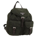 PRADA Backpack Nylon Khaki Silver Auth LNZ259-1