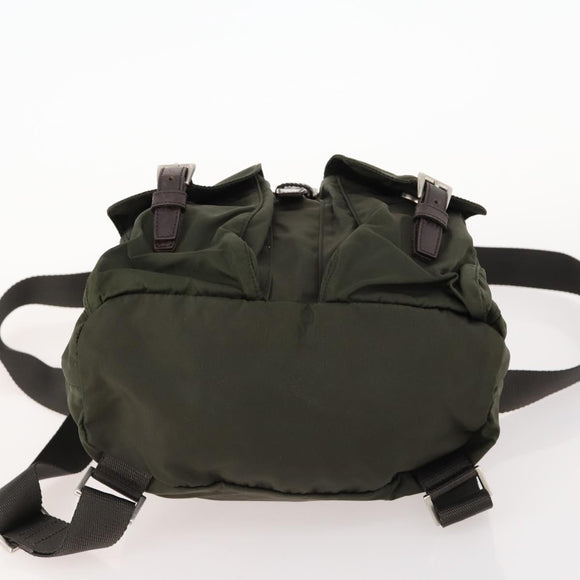 PRADA Backpack Nylon Khaki Silver Auth LNZ259