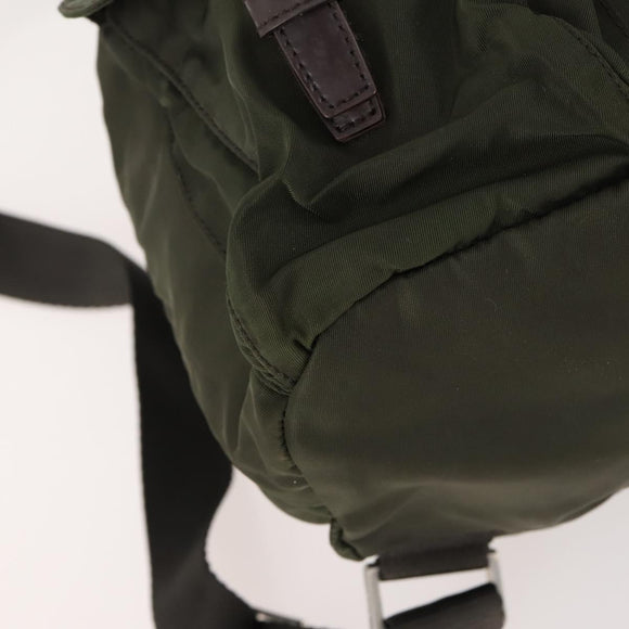 PRADA Backpack Nylon Khaki Silver Auth LNZ259
