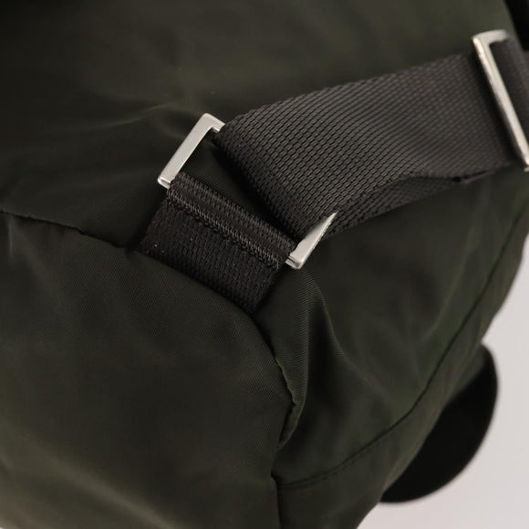 PRADA Backpack Nylon Khaki Silver Auth LNZ259