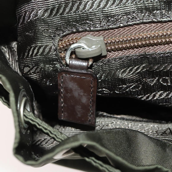 PRADA Backpack Nylon Khaki Silver Auth LNZ259