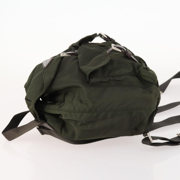 PRADA Backpack Nylon Khaki Silver Auth LNZ259