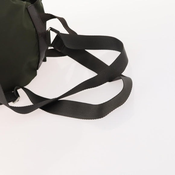 PRADA Backpack Nylon Khaki Silver Auth LNZ259