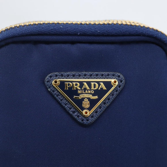 PRADA Shoulder Bag Nylon Blue Gold Auth LNZ265V