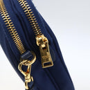 PRADA Shoulder Bag Nylon Blue Gold Auth LNZ265V-18