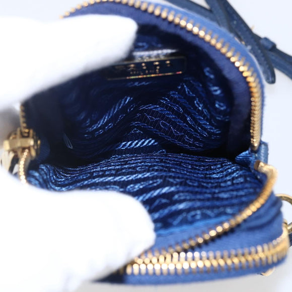 PRADA Shoulder Bag Nylon Blue Gold Auth LNZ265V