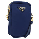 PRADA Shoulder Bag Nylon Blue Gold Auth LNZ265V-1
