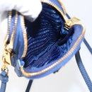 PRADA Shoulder Bag Nylon Blue Gold Auth LNZ265V-22