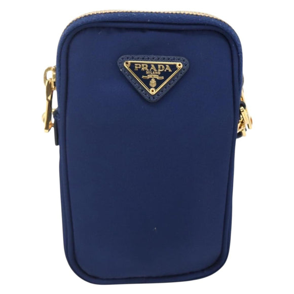 PRADA Shoulder Bag Nylon Blue Gold Auth LNZ265V