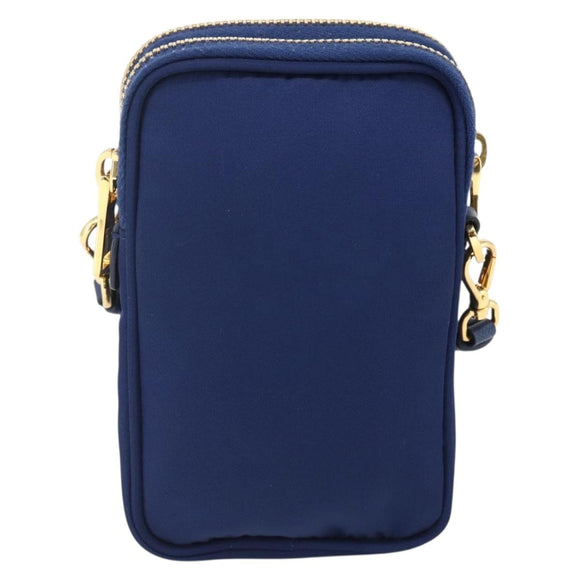 PRADA Shoulder Bag Nylon Blue Gold Auth LNZ265V