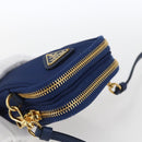 PRADA Shoulder Bag Nylon Blue Gold Auth LNZ265V-6