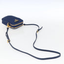 PRADA Shoulder Bag Nylon Blue Gold Auth LNZ265V-7