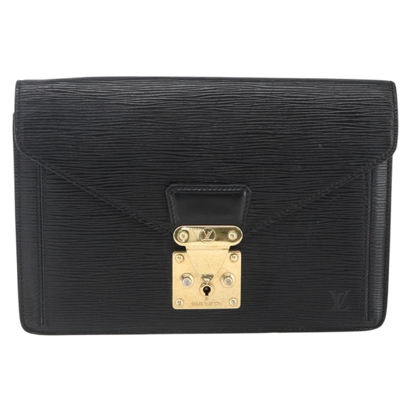 LOUIS VUITTON Epi Serie Dragonne Clutch Bag Black Noir M52612 LV Auth LNZ266