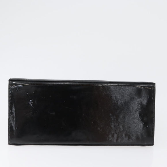 Salvatore Ferragamo Gancini Chain Bag Patent leather Black Gold Auth LNZ268