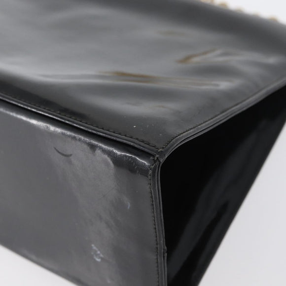 Salvatore Ferragamo Gancini Chain Bag Patent leather Black Gold Auth LNZ268