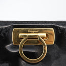 Salvatore Ferragamo Gancini Chain Bag Patent leather Black Gold Auth LNZ268-18
