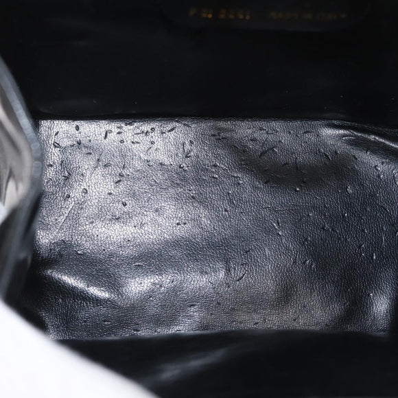 Salvatore Ferragamo Gancini Chain Bag Patent leather Black Gold Auth LNZ268