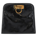 Salvatore Ferragamo Gancini Chain Bag Patent leather Black Gold Auth LNZ268-13