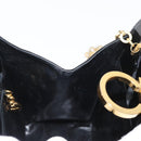 Salvatore Ferragamo Gancini Chain Bag Patent leather Black Gold Auth LNZ268-20
