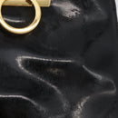 Salvatore Ferragamo Gancini Chain Bag Patent leather Black Gold Auth LNZ268-2