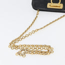 Salvatore Ferragamo Gancini Chain Bag Patent leather Black Gold Auth LNZ268-8