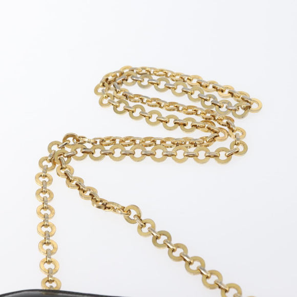 Salvatore Ferragamo Gancini Chain Bag Patent leather Black Gold Auth LNZ268