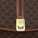 CELINE Macadam Canvas Shoulder Bag PVC Leather Brown Gold Auth LNZ270-17