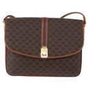 CELINE Macadam Canvas Shoulder Bag PVC Leather Brown Gold Auth LNZ270-13