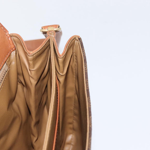 CELINE Macadam Canvas Shoulder Bag PVC Leather Brown Gold Auth LNZ270