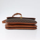 CELINE Macadam Canvas Shoulder Bag PVC Leather Brown Gold Auth LNZ270-5