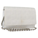 CHANEL New Travel Line Choco Bar Chain Shoulder Bag Nylon Silver CC Auth LNZ273A-1