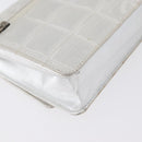 CHANEL New Travel Line Choco Bar Chain Shoulder Bag Nylon Silver CC Auth LNZ273A-17