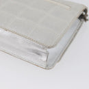 CHANEL New Travel Line Choco Bar Chain Shoulder Bag Nylon Silver CC Auth LNZ273A-18