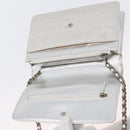CHANEL New Travel Line Choco Bar Chain Shoulder Bag Nylon Silver CC Auth LNZ273A-20