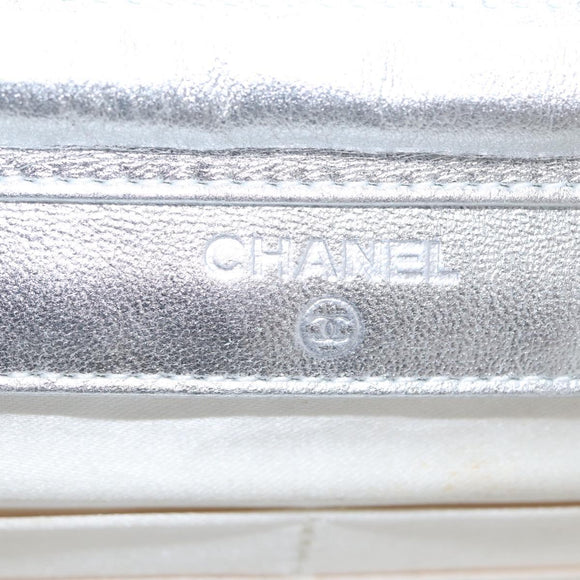 CHANEL New Travel Line Choco Bar Chain Shoulder Bag Nylon Silver CC Auth LNZ273A