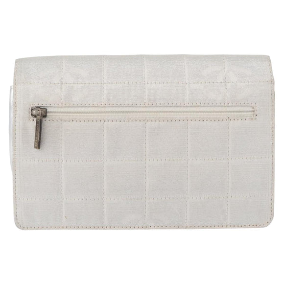CHANEL New Travel Line Choco Bar Chain Shoulder Bag Nylon Silver CC Auth LNZ273A