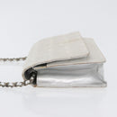 CHANEL New Travel Line Choco Bar Chain Shoulder Bag Nylon Silver CC Auth LNZ273A-4
