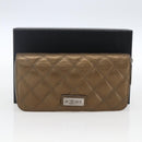 CHANEL Bicolore Lange Portemonnee Leer Goud CC Auth LNZ276V-12