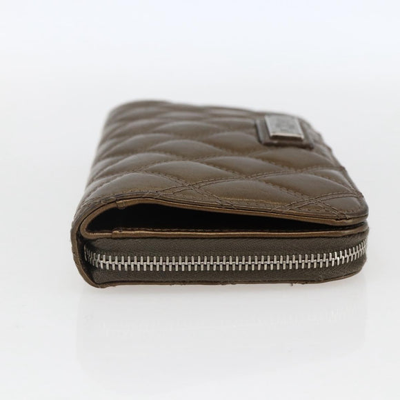 CHANEL Bicolore Lange Portemonnee Leer Goud CC Auth LNZ276V