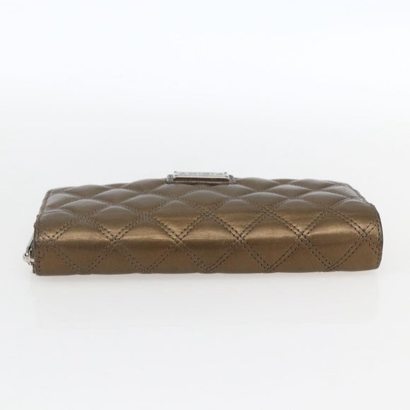 CHANEL Bicolore Lange Portemonnee Leer Goud CC Auth LNZ276V