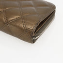 CHANEL Bicolore Lange Portemonnee Leer Goud CC Auth LNZ276V-14