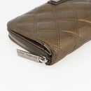 CHANEL Bicolore Lange Portemonnee Leer Goud CC Auth LNZ276V-15