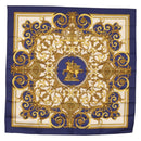 HERMES Carre 90 Scarf ""Les Tuileries"" Silk Blue Auth LNZ279V-1