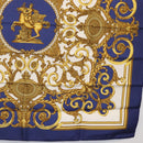 HERMES Carre 90 Scarf ""Les Tuileries"" Silk Blue Auth LNZ279V-10