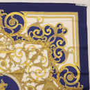 HERMES Carre 90 Scarf ""Les Tuileries"" Silk Blue Auth LNZ279V-18