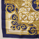 HERMES Carre 90 Scarf ""Les Tuileries"" Silk Blue Auth LNZ279V-22